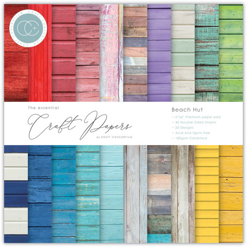 3 Pack - Craft Consortium Double-Sided Paper Pad 6"X6" 40/Pkg-Beach Hut, 20 Designs - EPAD028B - 5060921931772