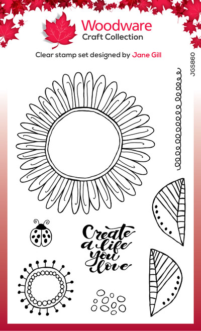 Woodware Clear stamps 4"X6"-Singles Petal Doodles Live Life JGS860 - 5055305985496