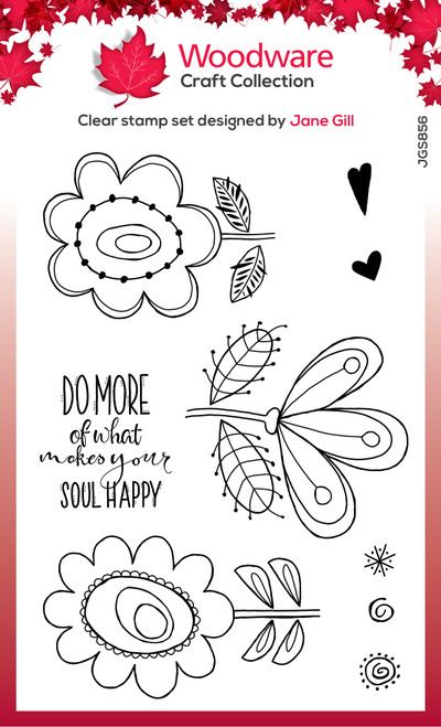 Woodware Clear stamps 4"X6"-Singles Petal Doodles Happy Soul JGS856 - 5055305985458