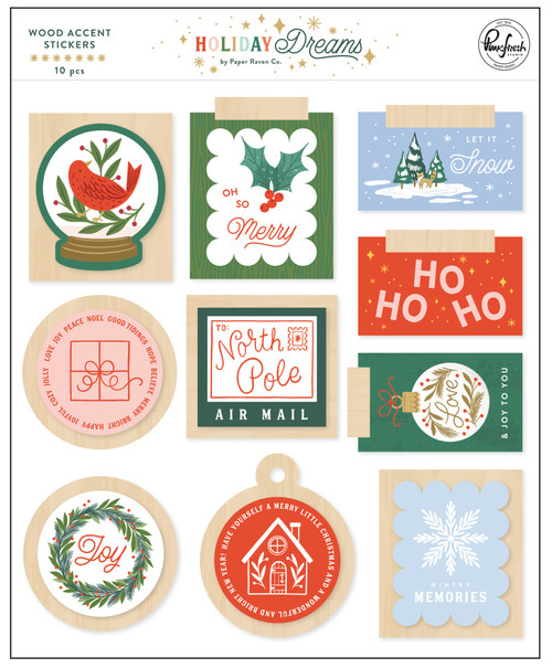 Pinkfresh Wood Accent Stickers-Holiday Dreams - PF215223 - 736952882202