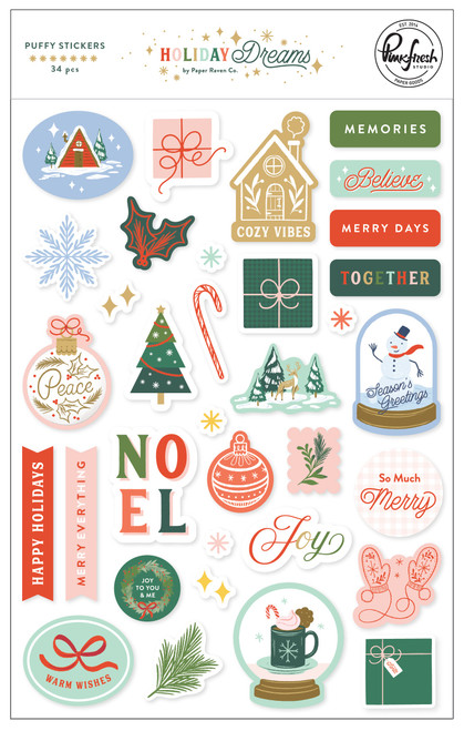 Pinkfresh Studio Puffy Stickers 5"X7"-Holiday Dreams PF214623 - 736952882134