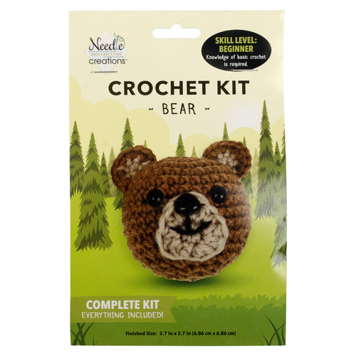 Fabric Editions Mini Crochet Kit-Bear 2.7"X2.7" - CRCHKTMI-WDBER - 699919382361
