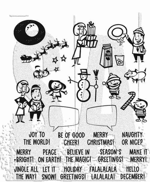 Tim Holtz Cling Stamps 7"X8.5"-Christmas Cartoons CMS473 - 691835439204