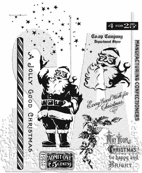 Tim Holtz Cling Stamps 7"X8.5"-Jolly Holiday CMS-LG-474 - 691835439303