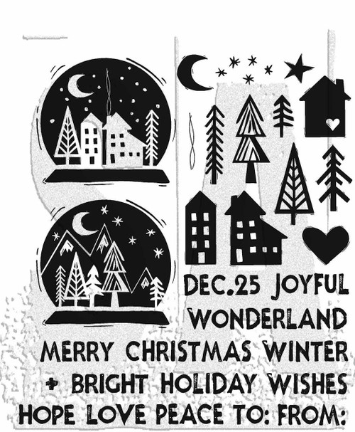 Tim Holtz Cling Stamps 7"X8.5"-Festive Print CMS-LG-472 - 691835439105