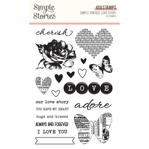 Simple Vintage Love Story Photopolymer Clear Stamps-19/Pkg VLO21420 - 810112386776