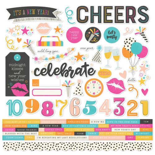 4 Pack - Happy New Year Cardstock Stickers-12"X12" - HNW21901 - 810112387698