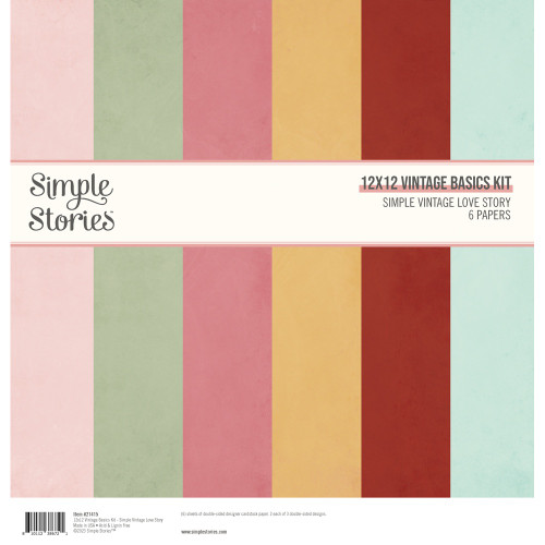 3 Pack Simple Stories Basics Double-Sided Paper Pack 12"X12" 6/Pkg-Simple Vintage Love Story VLO21415 - 810112386721