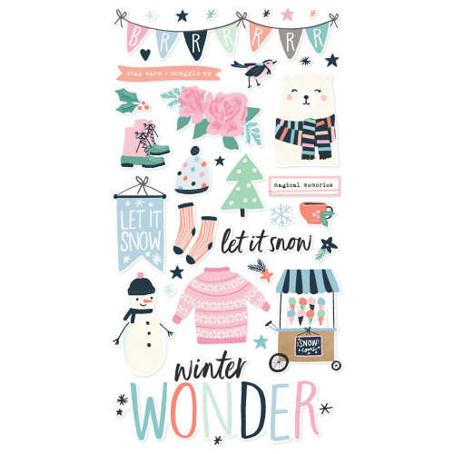 Winter Wonder Chipboard Stickers 6"X12"-34/Pkg WNW21217