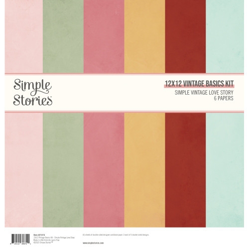 Simple Stories Basics Double-Sided Paper Pack 12"X12" 6/Pkg-Simple Vintage Love Story VLO21415 - 810112386721