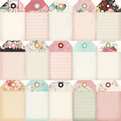 25 Pack Simple Vintage Love Story Double-Sided Cardstock 12"X12"-Tag Elements VLO12-21410
