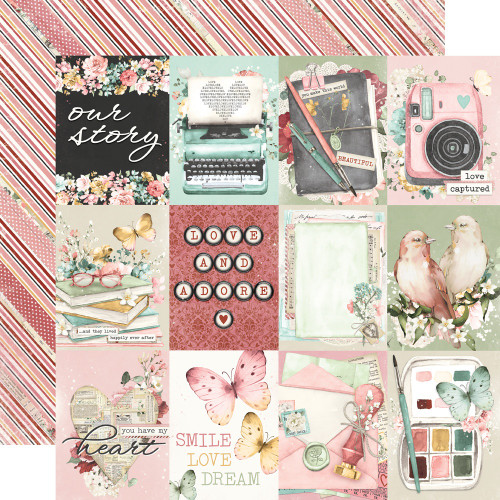25 Pack Simple Vintage Love Story Double-Sided Cardstock 12"X12"-3X4 Elements VLO12-21412 - 810112386691