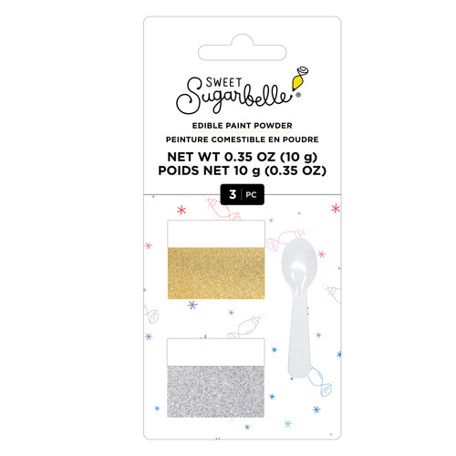 2 Pack - Sweet Sugarbelle Edible Paint Powders And Mixing Spoon-Gold And Silver - SBEPP340-15549 - 718813166645