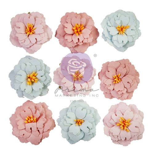 3 Pack Prima Marketing Paper Flowers 9/Pkg-Perfect Emotion, French Blue FG665661 - 655350665661