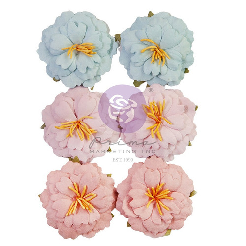 3 Pack Prima Marketing Paper Flowers 6/Pkg-Sweet Vintage, French Blue FG665647 - 655350665647