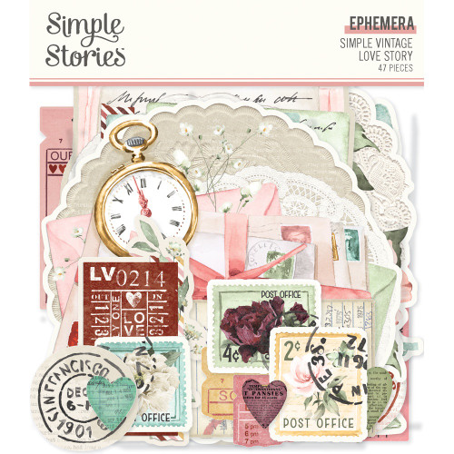 3 Pack Simple Vintage Love Story Bits & Pieces Die-Cuts 47/Pkg-Ephemera VLO21425 - 810112386820