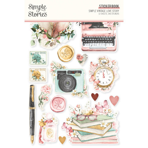 2 Pack Simple Stories Sticker Book 12/Sheets-Simple Vintage Love Story VLO21426 - 810112386837