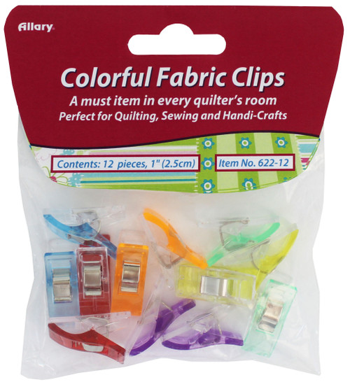 Allary Colorful Fabric Clips 1" 12/Pkg622-12 - 750557006221