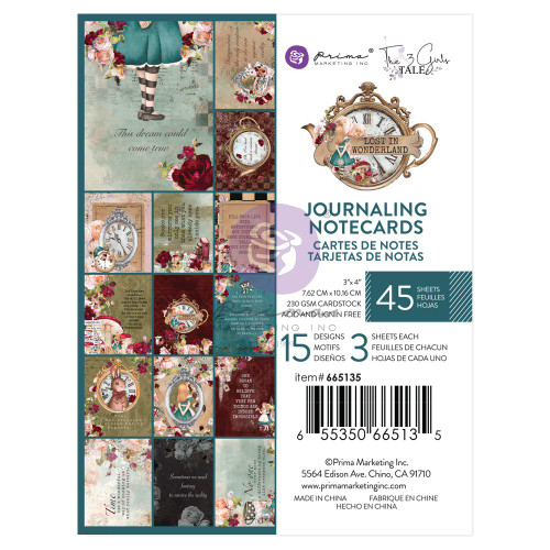 3 Pack Lost In Wonderland Journaling Cards 3"X4" 45/Pkg-15 Designs/3 Each P665135 - 655350665135