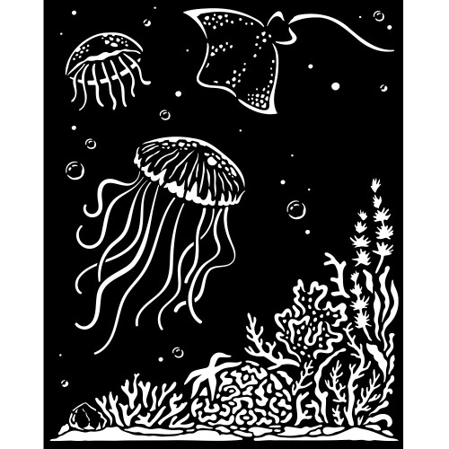 Stamperia Stencil 7.87"X9.84"-Songs Of The Sea Jellyfish KSTD140 - 5993110030225