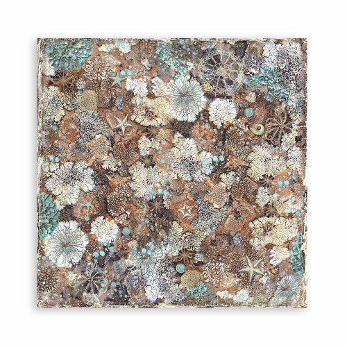 Stamperia Polyester Fabric 12"X12" 4/Pkg-Songs Of The Sea - SBPLT18 Stamperia Polyester Fabric 12"X12" 4/Pkg-Songs Of The Sea - SBPLT18