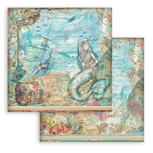 Stamperia Double-Sided Paper Pad 12"X12" 10/Pkg-Songs Of The Sea, 10 Designs/1 Each - SBBL141 Stamperia Double-Sided Paper Pad 12"X12" 10/Pkg-Songs Of The Sea, 10 Designs/1 Each - SBBL141