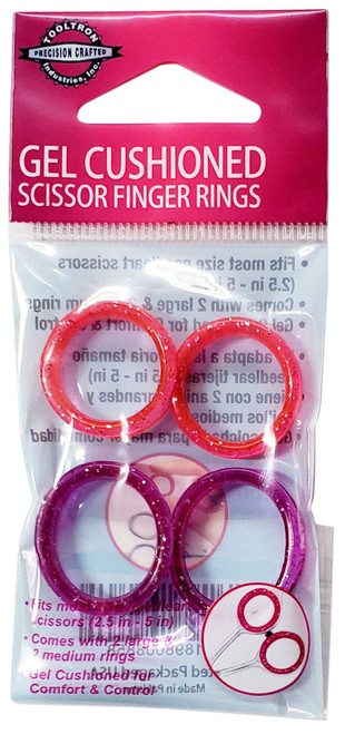 6 Pack Tool Tron Gel Cushioned Scissor Finger Rings 4/Pkg-Fits Most 2.5"-5" Scissors 00885 - 781898008858