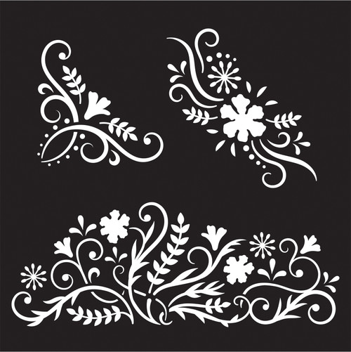 3 Pack Creative Expressions Stencil 6"X6" By Jamie Rodgers-Wildflower Whirls CEST135 - 5055305986264