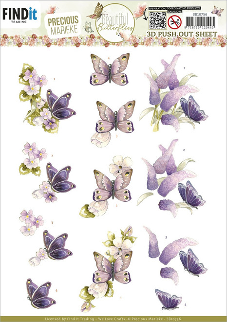 10 Pack Find It Trading Precious Marieke Punchout Sheet-Purple, Beautiful Butterfly SB10756 - 8718715125445