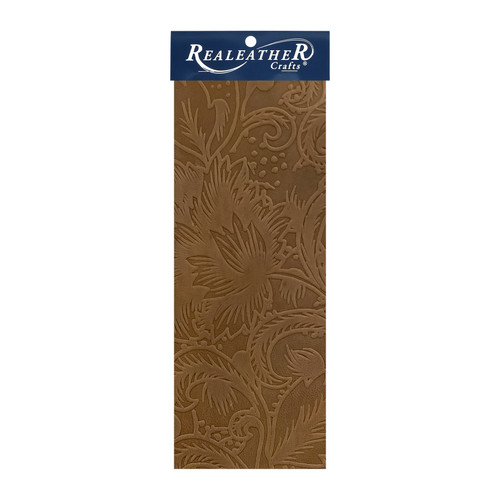 Realeather(R) Crafts Printed Leather Trim 9"X3"-Brown Floral - C0903303 - 870192014792