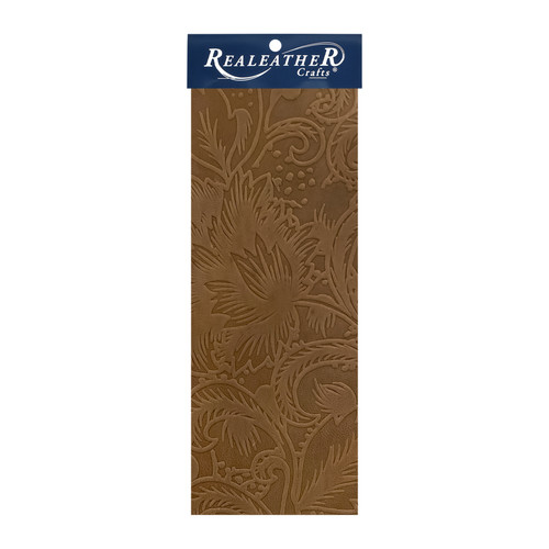 Realeather(R) Crafts Printed Leather Trim 9"X3"-Brown Floral C0903303 - 870192014792