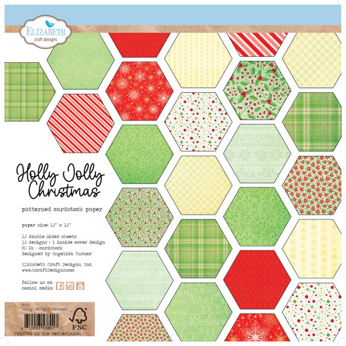 Elizabeth Crafts Double-Sided Cardstock Pack 12"X12"-Holly Jolly Christmas ECC018 - 810003538017