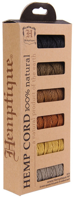 Hemptique Hemp Cord Mini Spools 20lb 9.8yd 6/Pkg-Eden HC6B-EDE - 091037735478