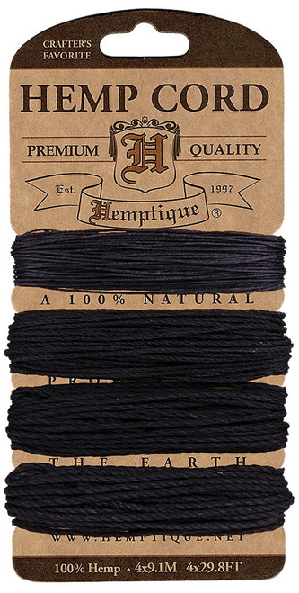 Hemptique Multi-Weight Hemp Cord Card Set 4/Pkg-Black HCMW-BLK - 672975041373