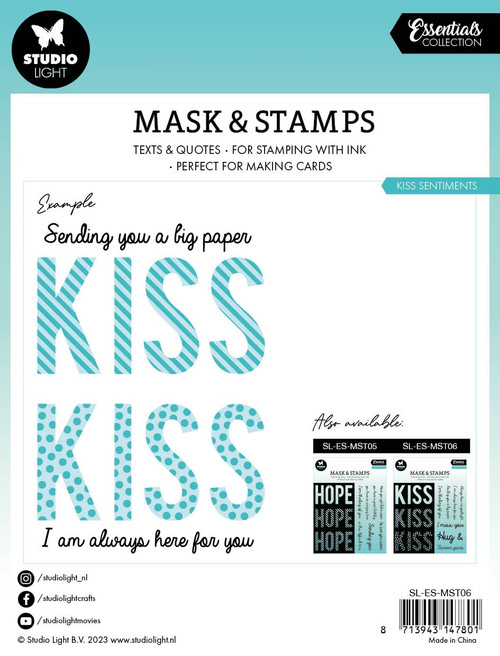 Studio Light Essentials Stencils & Stamps-Nr. 06, Kiss Sentiments LESMST06