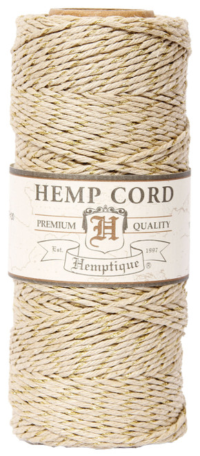 Hemptique Hemp Metallic Cord Spool 20lb 205'-Metallic Natural Gold HS20M-NG - 091037568038