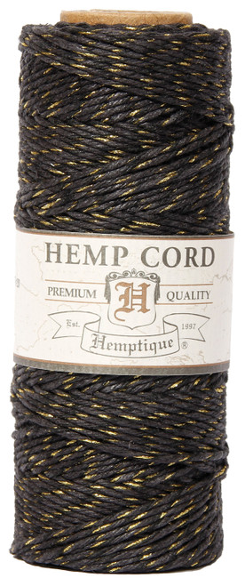 Hemptique Hemp Metallic Cord Spool 20lb 205'-Metallic Black Gold HS20M-BG - 091037568014