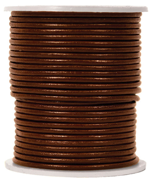 Hemptique Round Leather Cord Spool 2mm 25yd-Brown RLC2MM-BRN - 602573271056