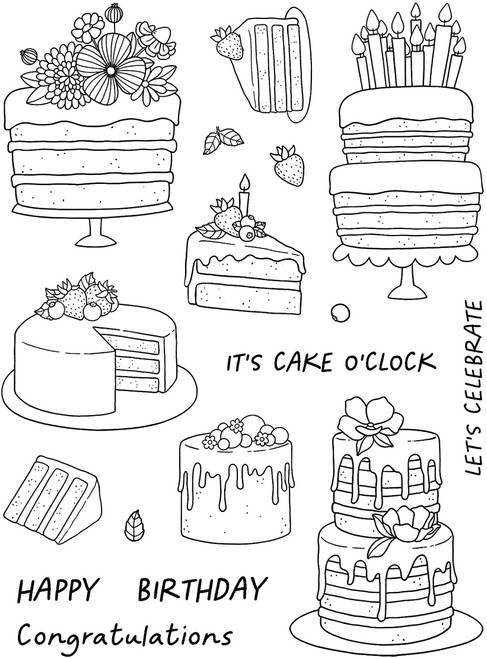 Creative Expressions Jane's Doodles Clear Stamp Set 6"X8"-It's Cake O' Clock CEC1044
