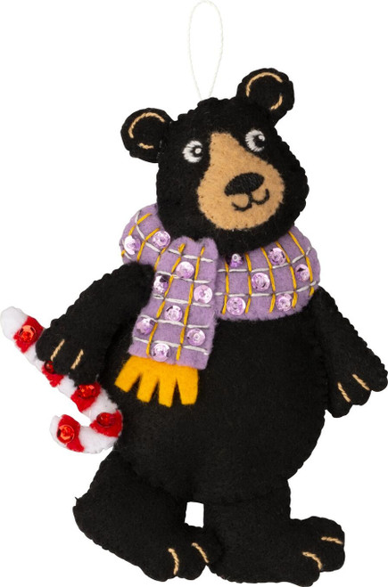 Bucilla Felt Ornaments Applique Kit Set Of 4-Holiday Black Bears 89665E