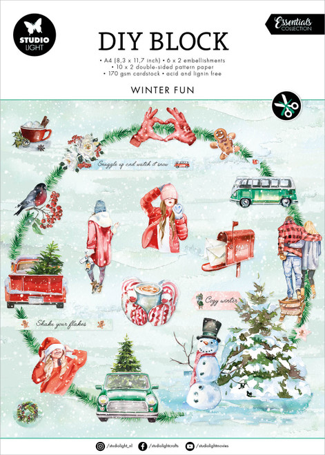 Studio Light Essentials DIY Block Paper 32/Pkg-Nr. 59, Winter Fun - LESDCB59 - 8713943146859