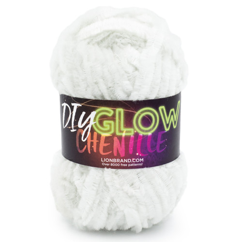 Lion Brand DIY Glow Chenille Yarn-Pearl 207-100AW - 023032120614