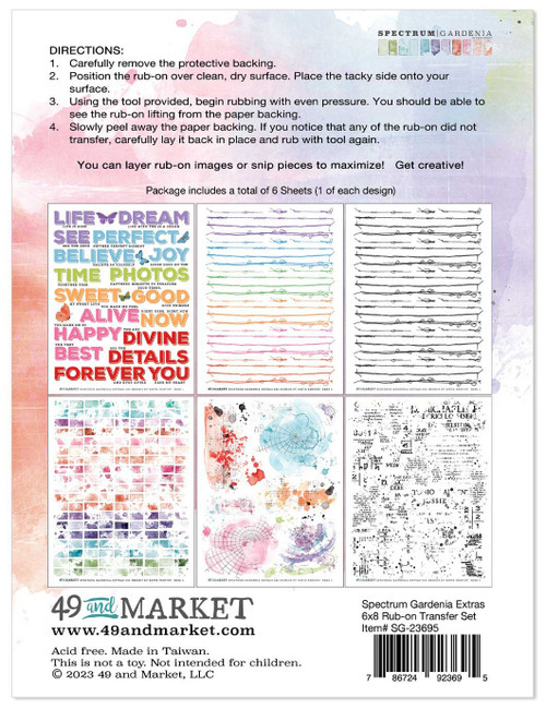 Spectrum Gardenia Rub-Ons 6"X8" 6/Sheets-Extras SG23695