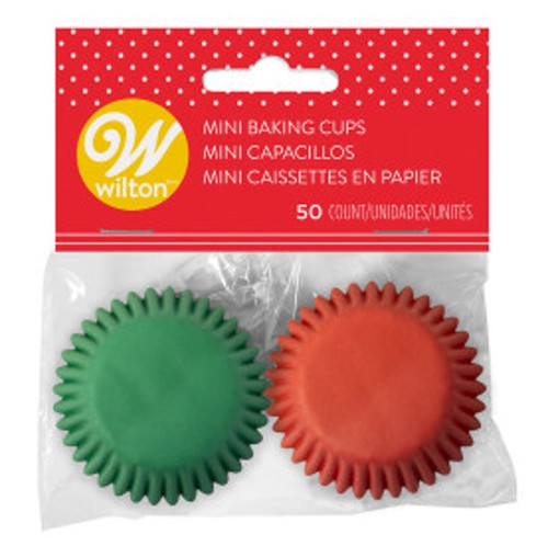 Wilton Mini Baking Cups 50/Pkg-Red/Green W1011006 - 070896173898