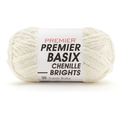 3 Pack - Premier Basix Chenille Brights Yarn-Winter White - 2126-02 - 840166828601