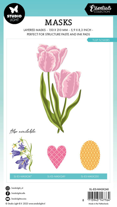 2 Pack - Studio Light Essentials 5.9"X8.25" Stencil-Nr. 248, Tulip Flowers - SMASK248