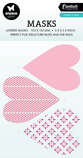 2 Pack - Studio Light Essentials 5.9"X8.25" Stencil-Nr. 249, Heart Shape - SMASK249 - 8713943147771