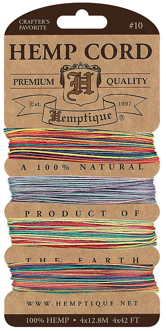 3 Pack Hemptique Hemp Cord Card 10lb 42' 4/Pkg-Variegated 2 HC10CARD-VAR2 - 091037333025