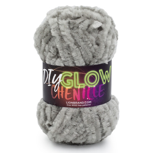 3 Pack Lion Brand DIY Glow Chenille Yarn-Grey 207-150AA - 023032120560