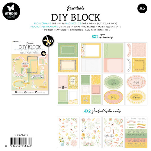 2 Pack - Studio Light Die-cut Block Sheets 24/pkg-Nr. 65, Floral Pastel Frames - LESDCB65